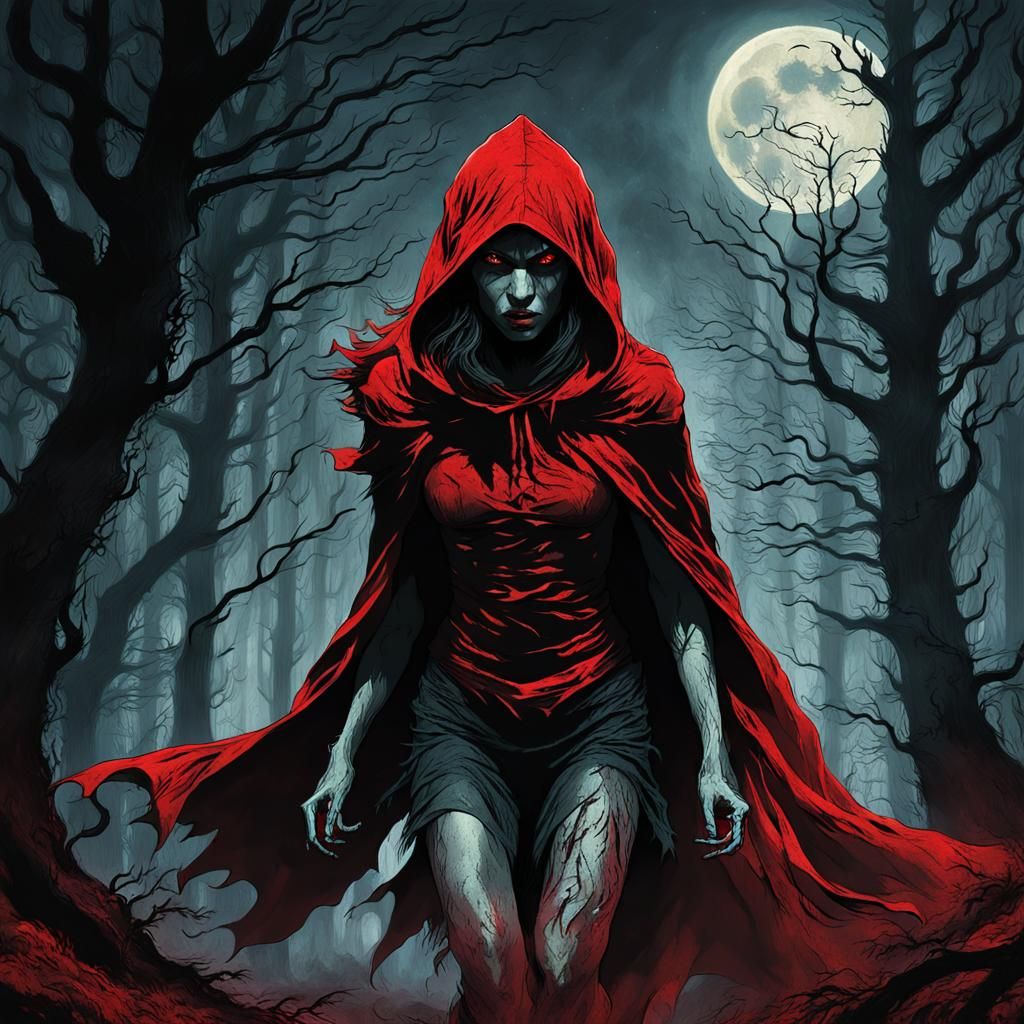 Werewolf Attack in Dark Forest: Gothic Horror Art