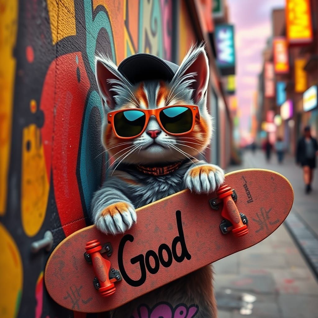 Trendy Angora Kitten in Vibrant 3D Render