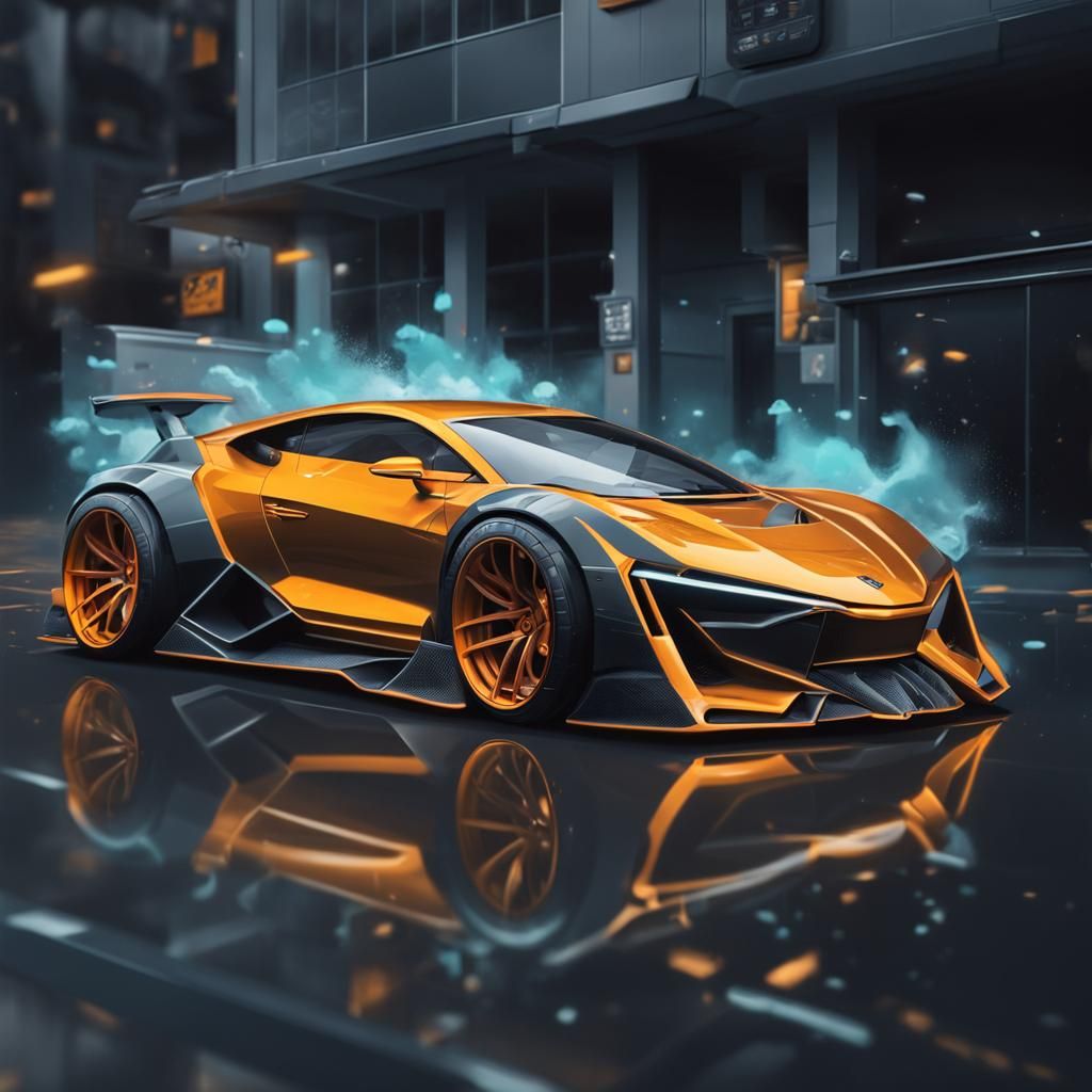 Isometric Sports Car with Intricate Wheel Design