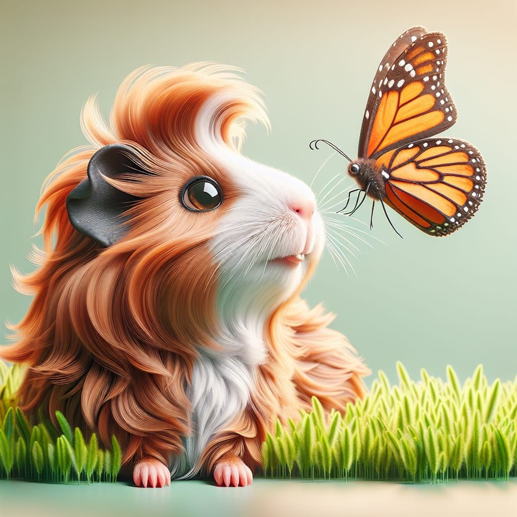 Guinea Pig with Butterfly in 3D