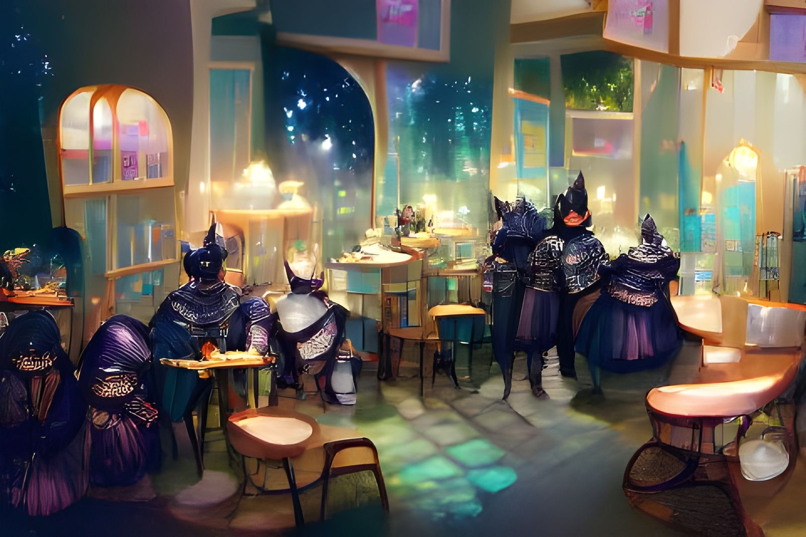 Fantasy Knights in the Night Cafe Style