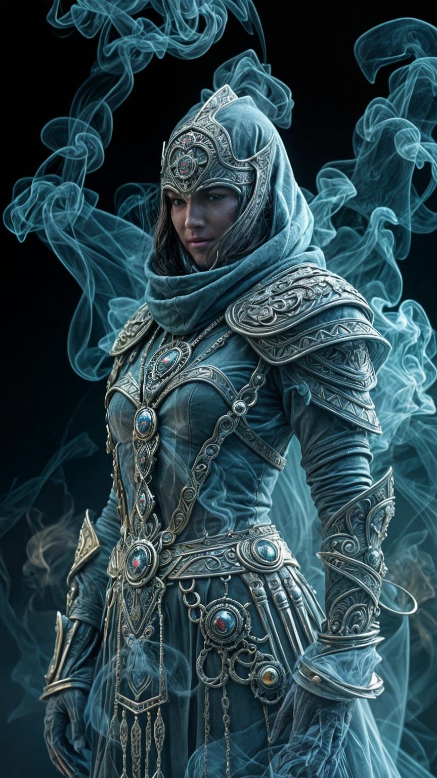 Shadow Armor: Mystical Warrior in Hyperrealism