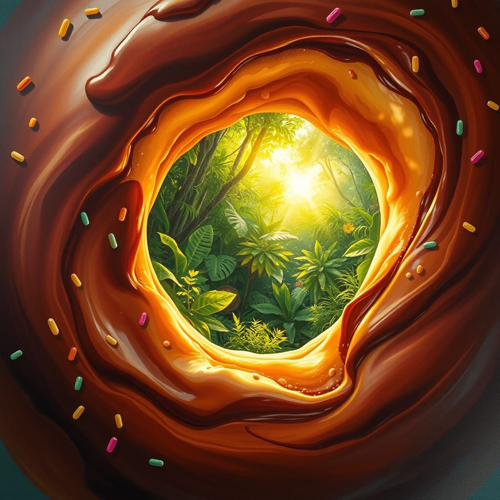 Surreal Donut Portal to Lush Jungle
