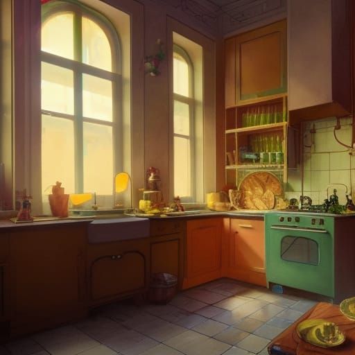 1950s Kitchen Concept Art in 8K Resolution