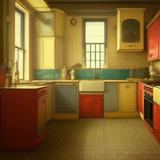 1950s Kitchen Design in Retro Style