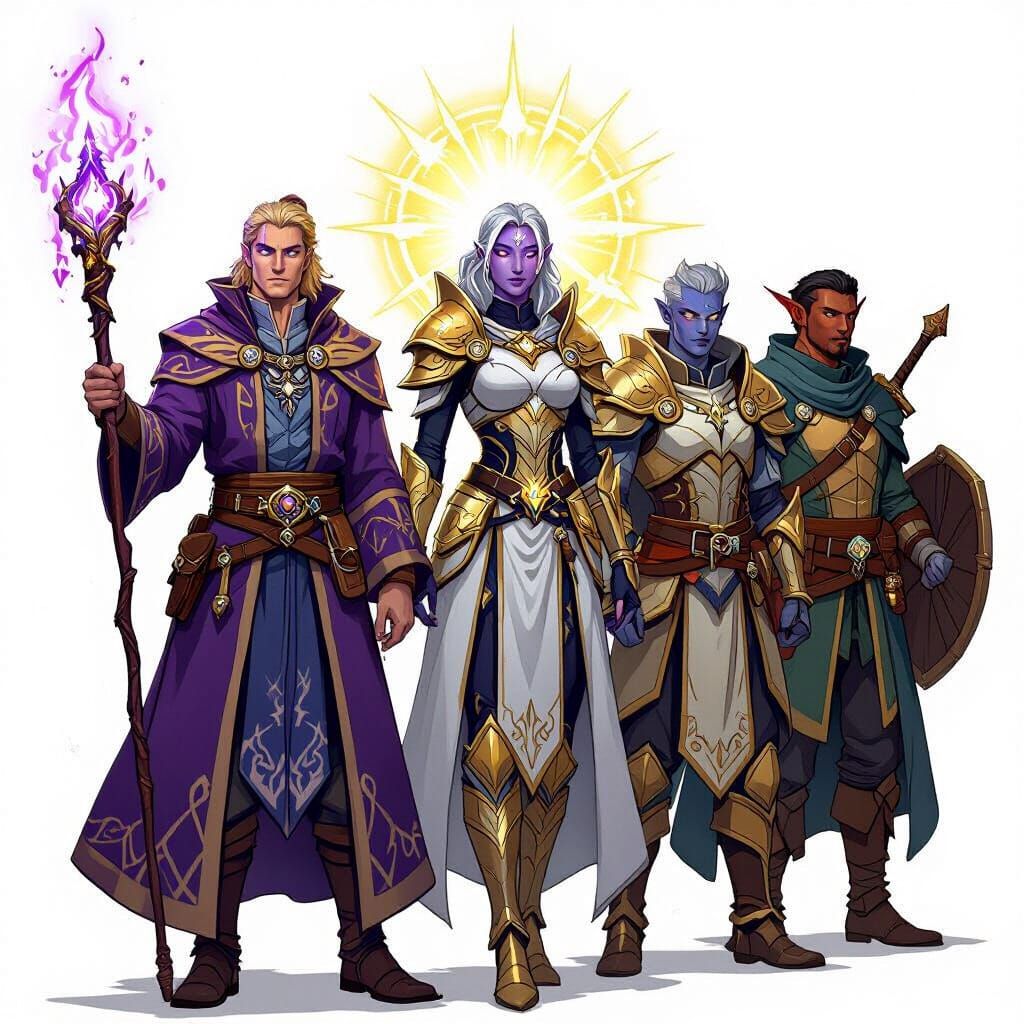Epic Fantasy Heroes: Wizard, Paladin, Rogue, Druid, Bard, So...