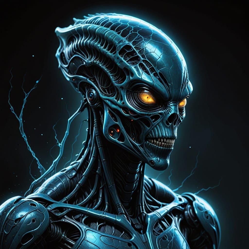 Bioluminescent Alien: Hyper-Realistic Sci-Fi Digital Art