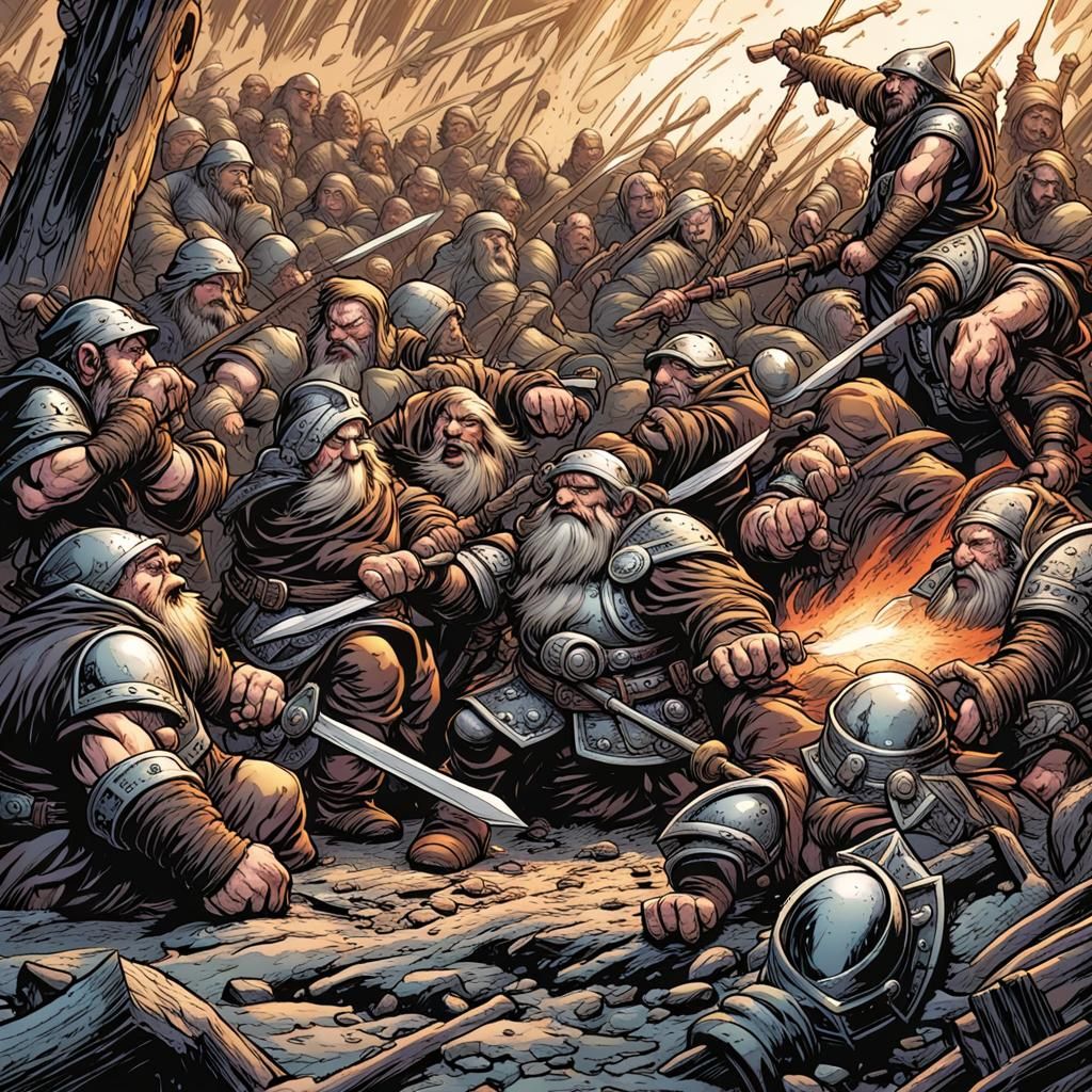 Dwarves in Deadly Combat: Comic Book Art