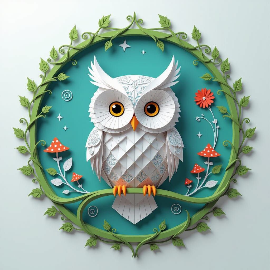 Origami Owl with Botanical Designs in Circular Frame