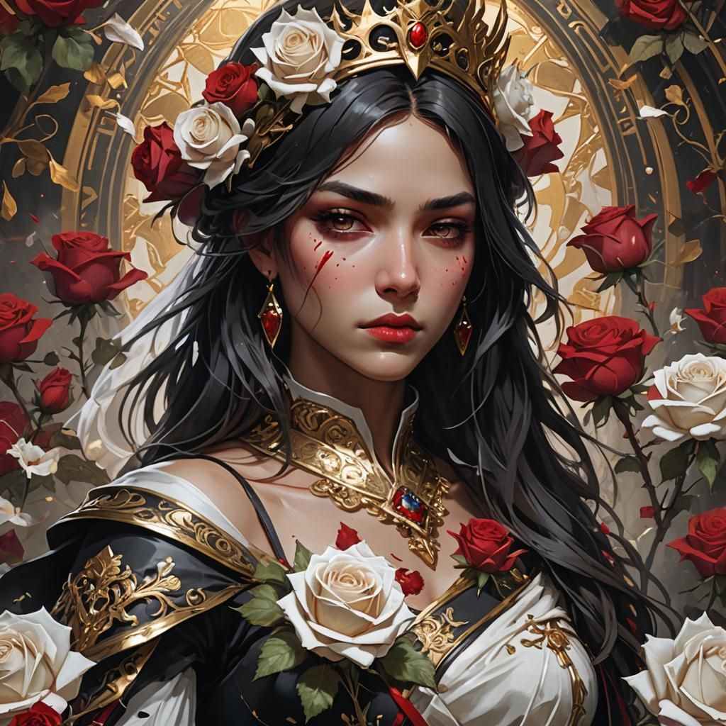Heartbroken Anime Assassin Queen with Roses