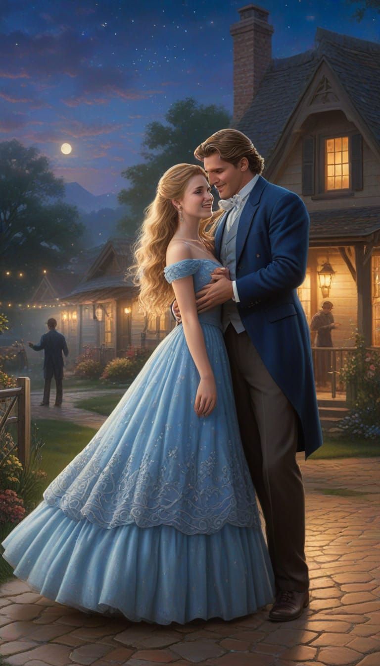 Victorian Era Ball in a Whimsical Nighttime Setting