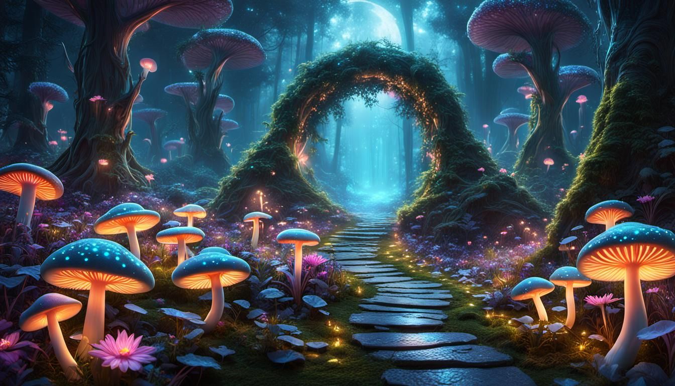 Bioluminescent Path to a Fairy Portal World