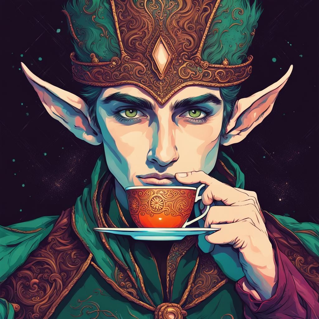 Elf Prince Portrait in Saturated Digital Art