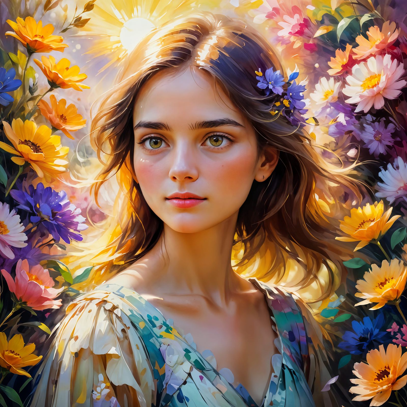 Vibrant Garden Beauty in Close-Up Portrait