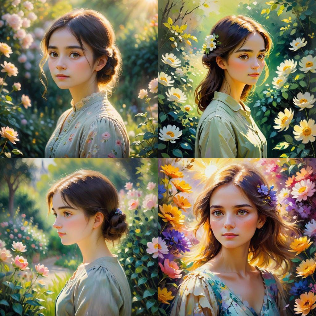 Woman in Vibrant Garden Portrait