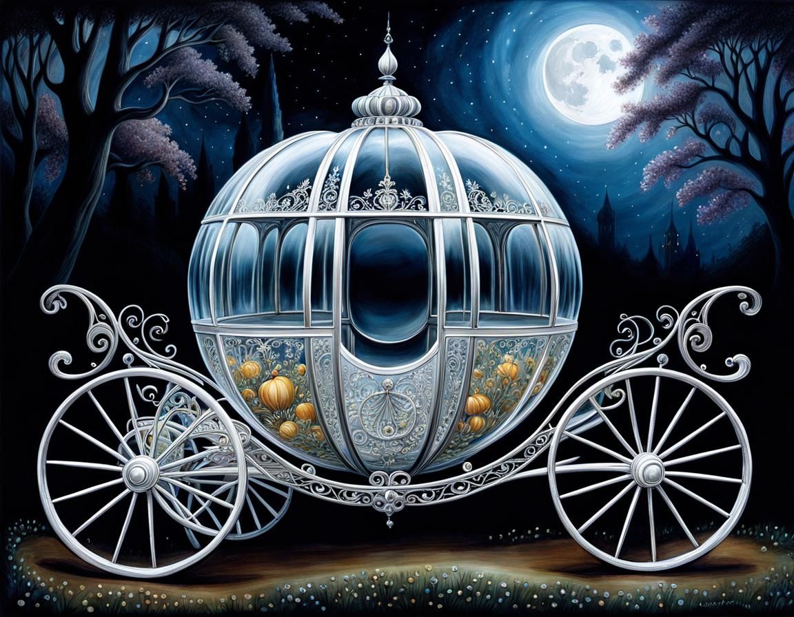 Magical Crystal Pumpkin Carriage in Woodland Setting