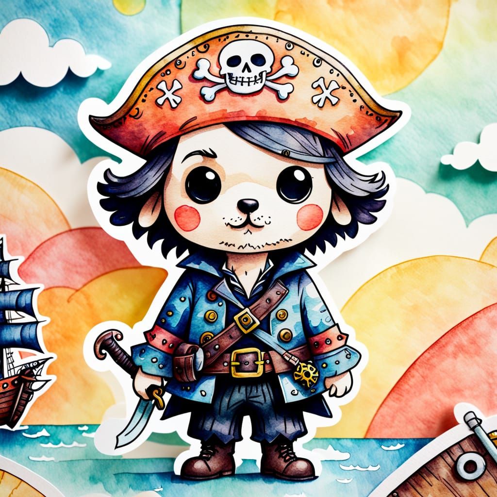 Patterpoo Pirate in Paper Cutout Style