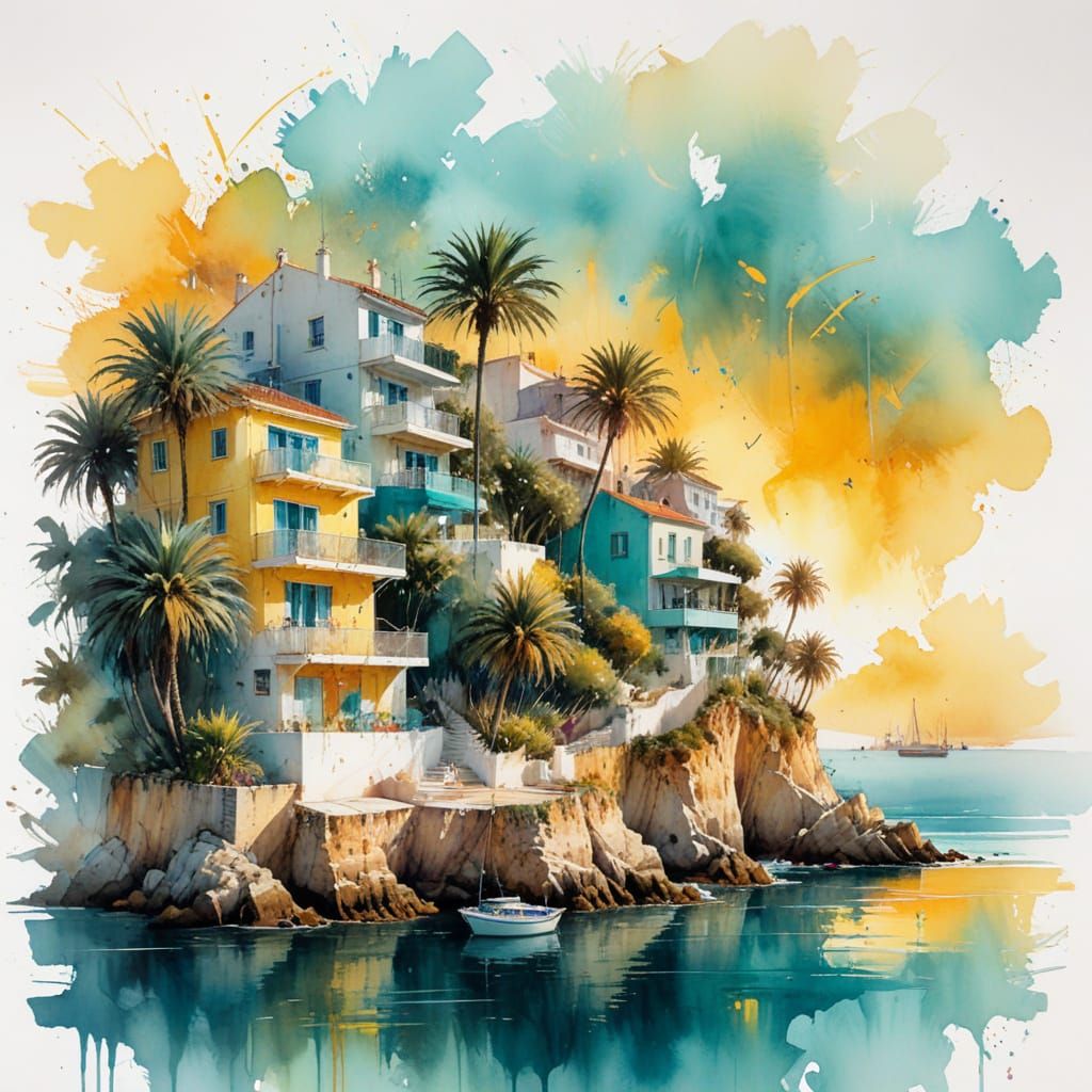 Candy-Colored Villas in Cascais at Sunset