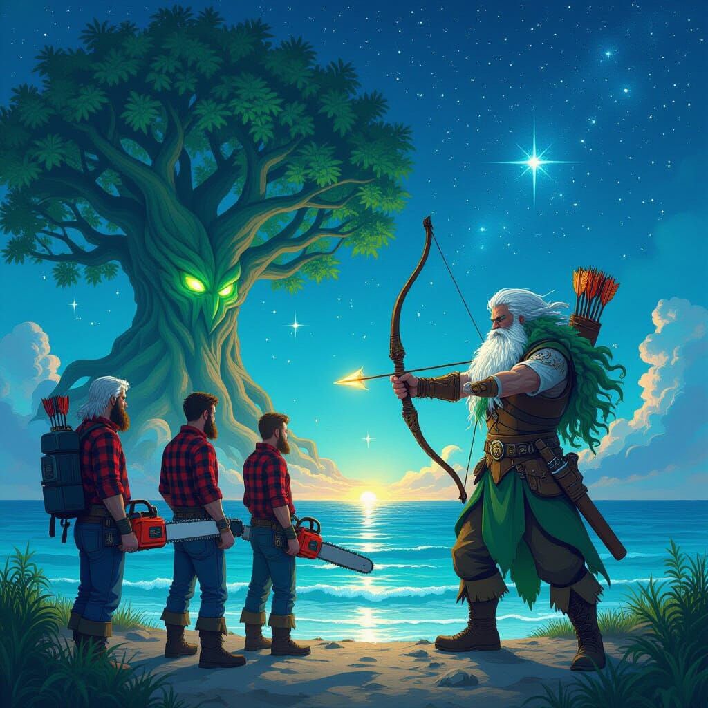 Lumberjacks Meet Tree Wizard on Cosmic Shore