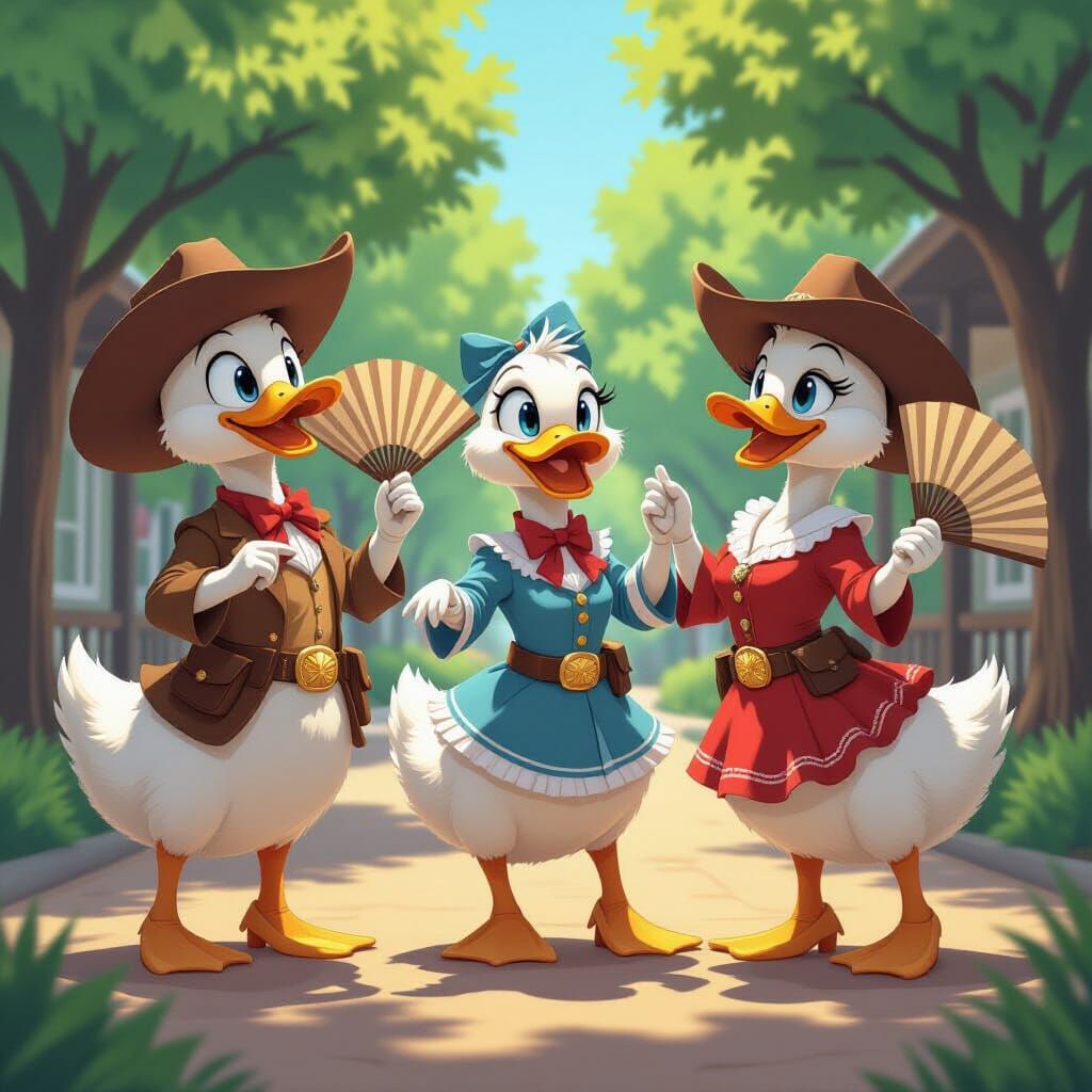 Fancy Ducks Dancing in Anime Style