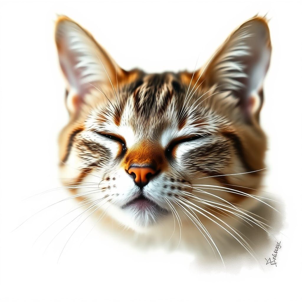 Dreamy Feline Portrait in Minimalist Style