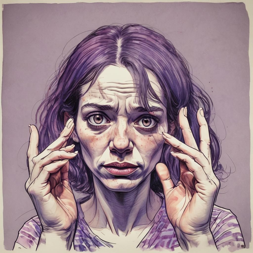 Woman Shows Palm in Robert Crumb Comic Style