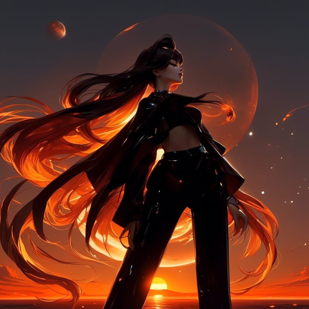 Fiery Sunset: Hyper Detailed Digital Fantasy Art