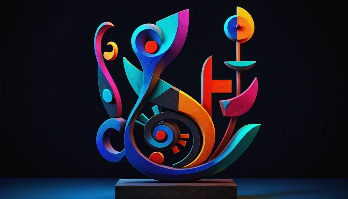 Abstract Art Sculptures in Electric Gradients with Dark Acad...