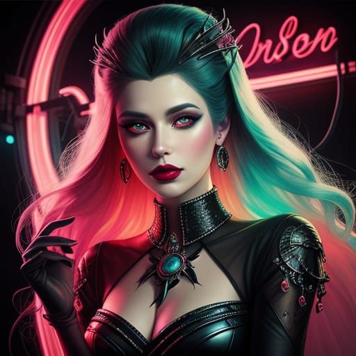 Electric Queen Under Neon Lights