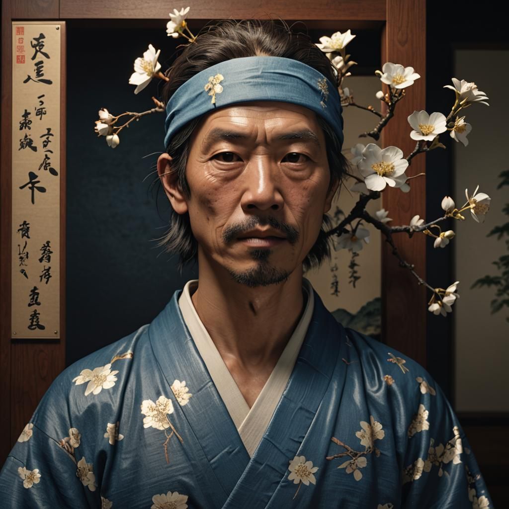 Dramatic 3D Self-Portrait Emerging from Painting