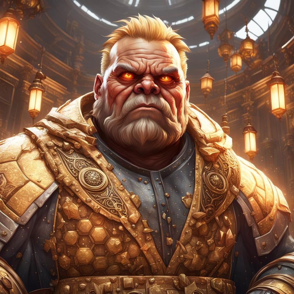 Detailed Portrait with Amber Eyes, Art Nouveau Style