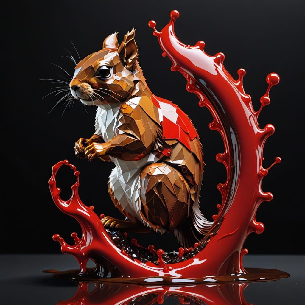Surreal Coca-Cola Squirrel in Liquid Sculpture Style