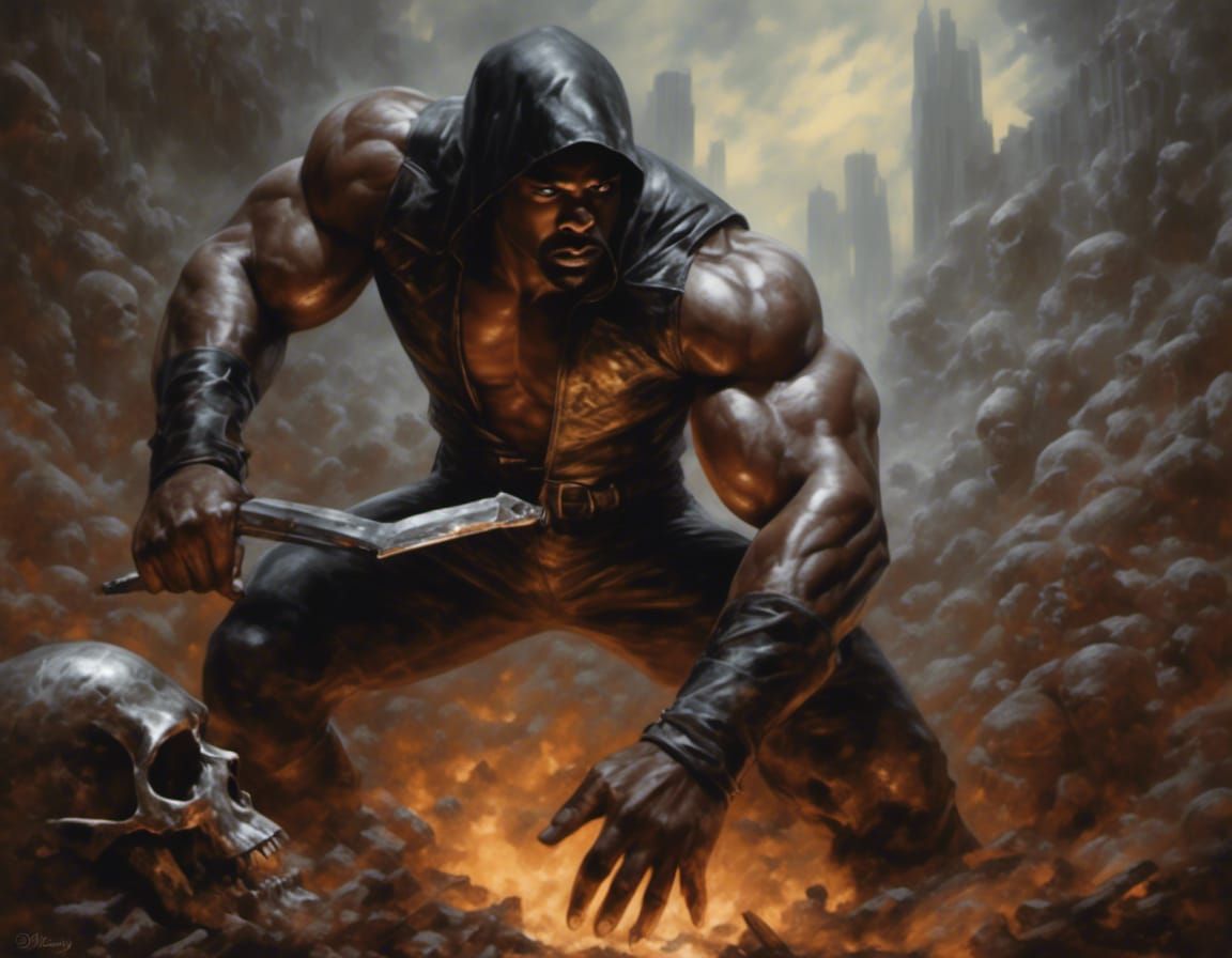 Cyberpunk Luke Cage in Wasteland Landscape