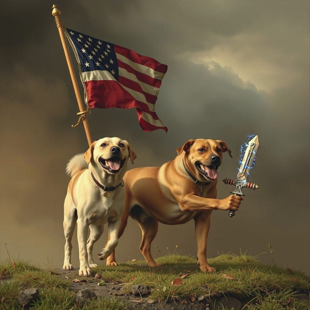 Surreal Dogs of War Unleashed with Sword