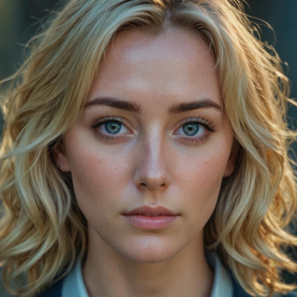 Cinematic Head Shot of a Young Blonde Woman