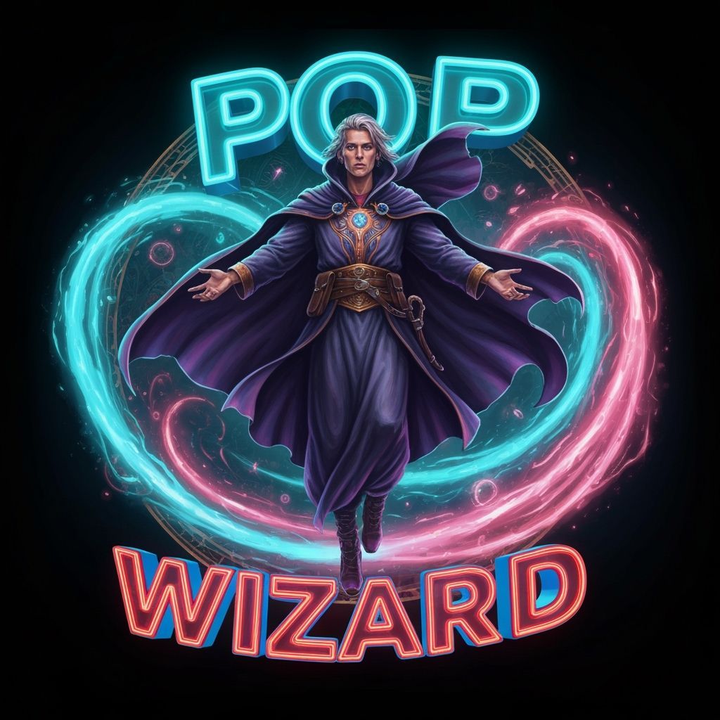 Bioluminescent Wizard Flying Amidst Neon Magic