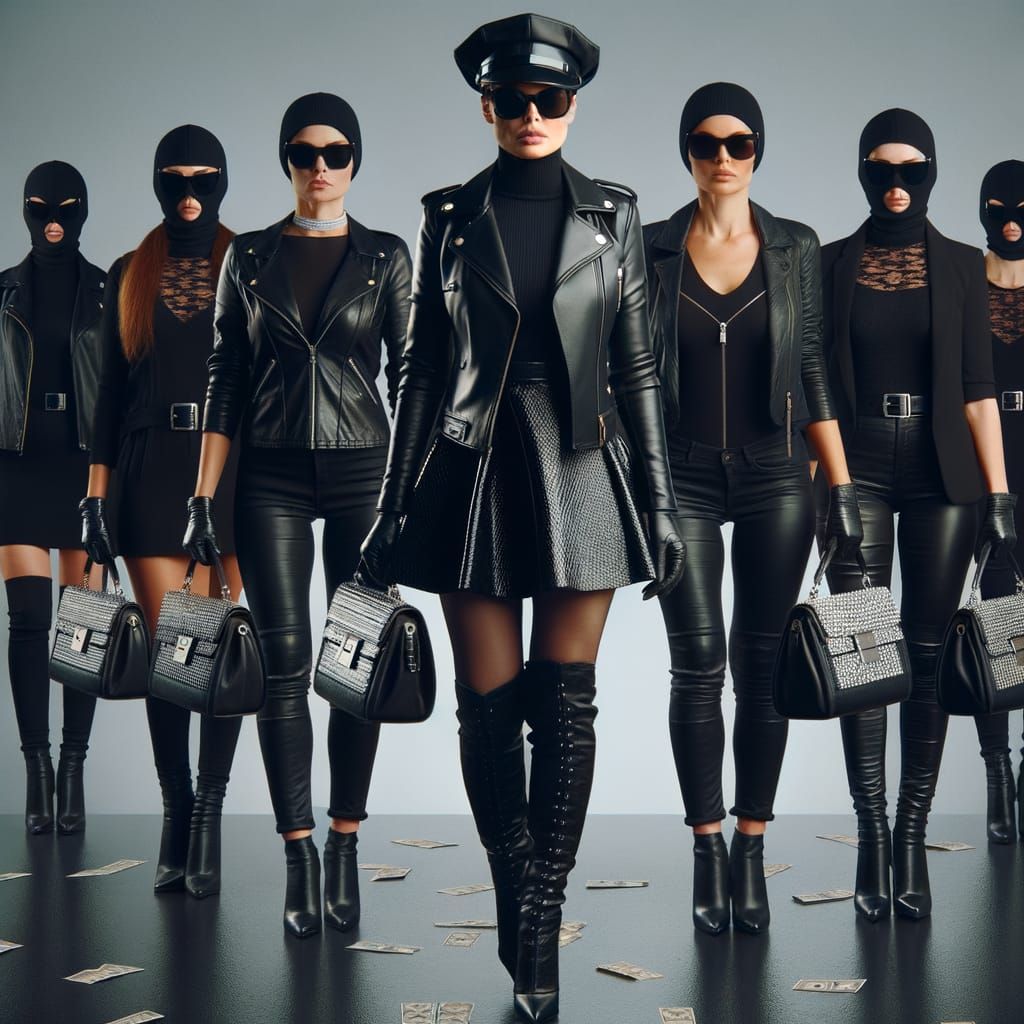 Female Robbers in Black Leather Outfits Stealing Diamonds