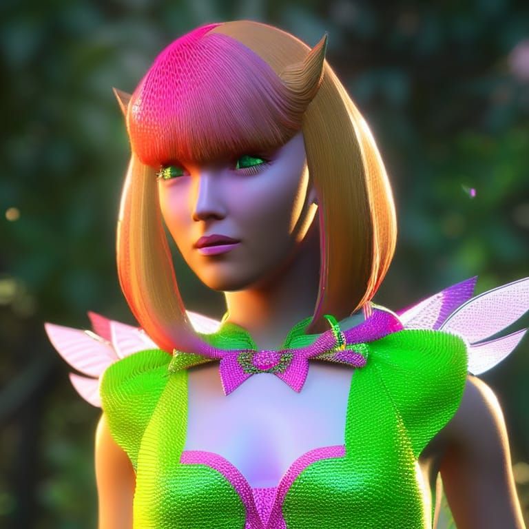 Strawberry Blond Fairy with Rainbow Eyes in 8k