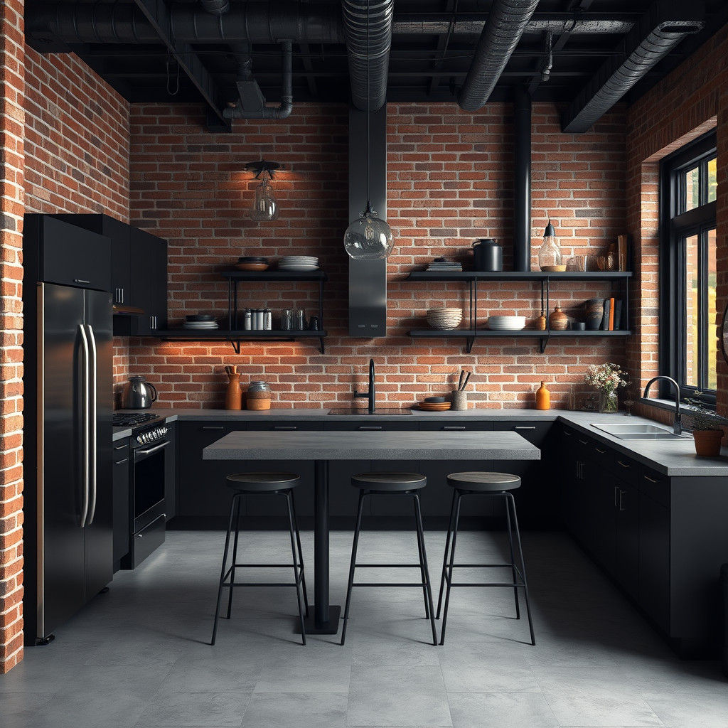 Modern Industrial Kitchen with Stainless Steel Appliances