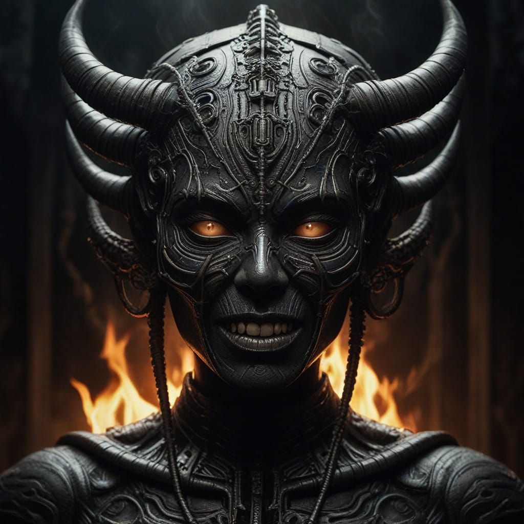 Elegant, Dark Evil Asian Female Demon Levitates in Sinister ...