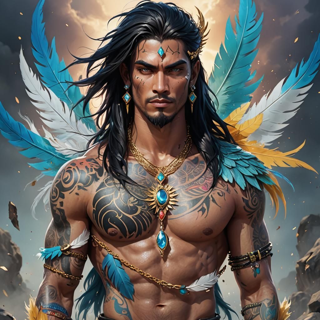 Majestic Air Elemental King with Gold Jewelry