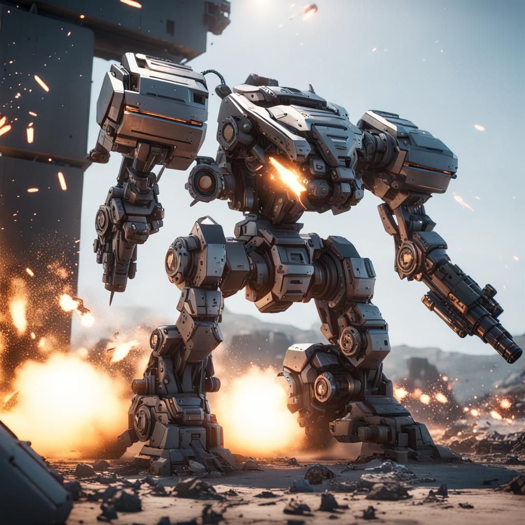 Epic War Mech Battle in Sci-Fi Landscape