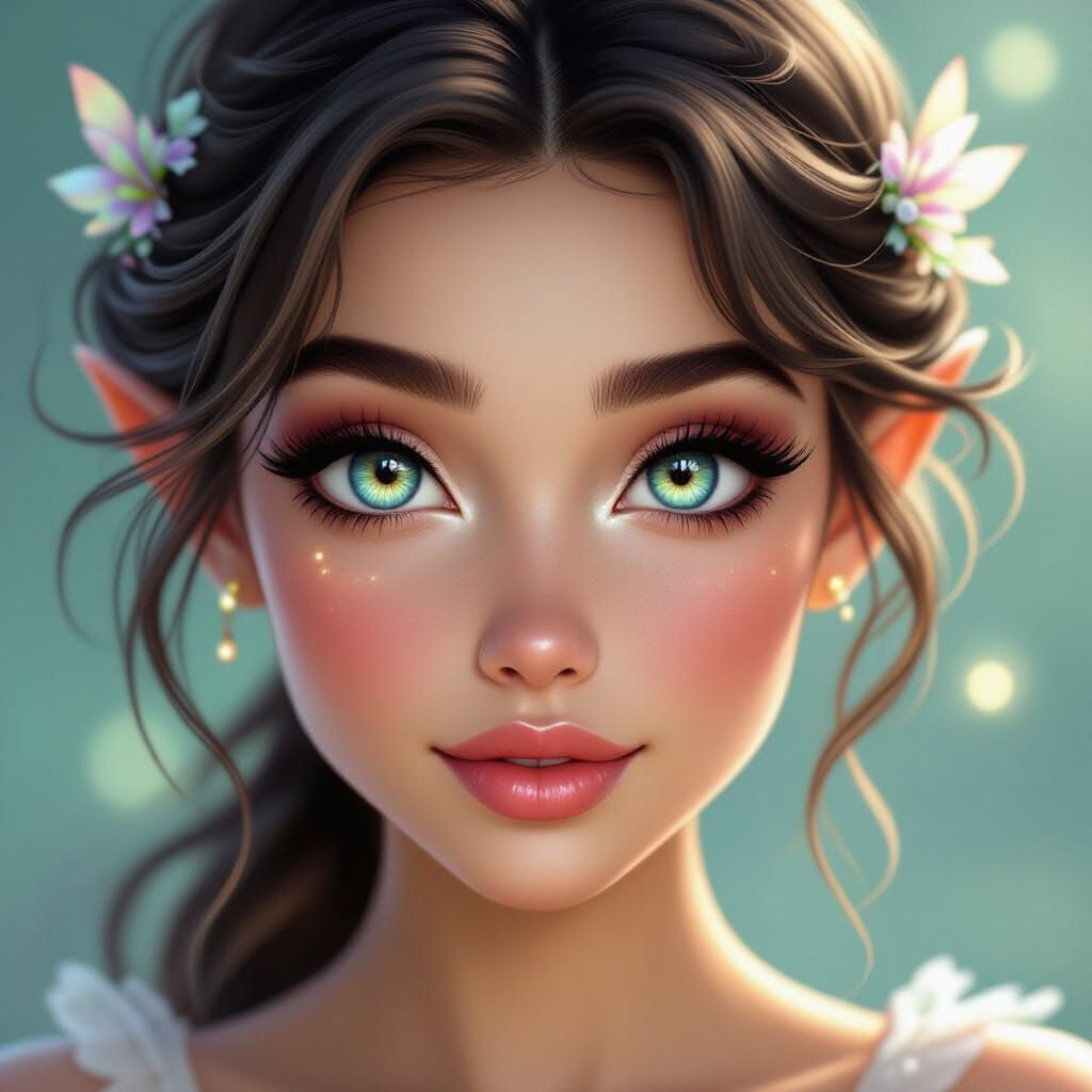 Ethereal Fairy Portrait with Luminous Eyes