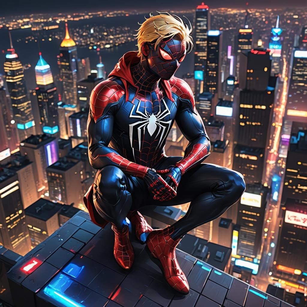 Spiderman in Anime Style with Blond Hair