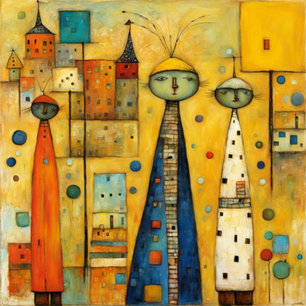 Textured Encaustic Painting Inspired by Naive Art