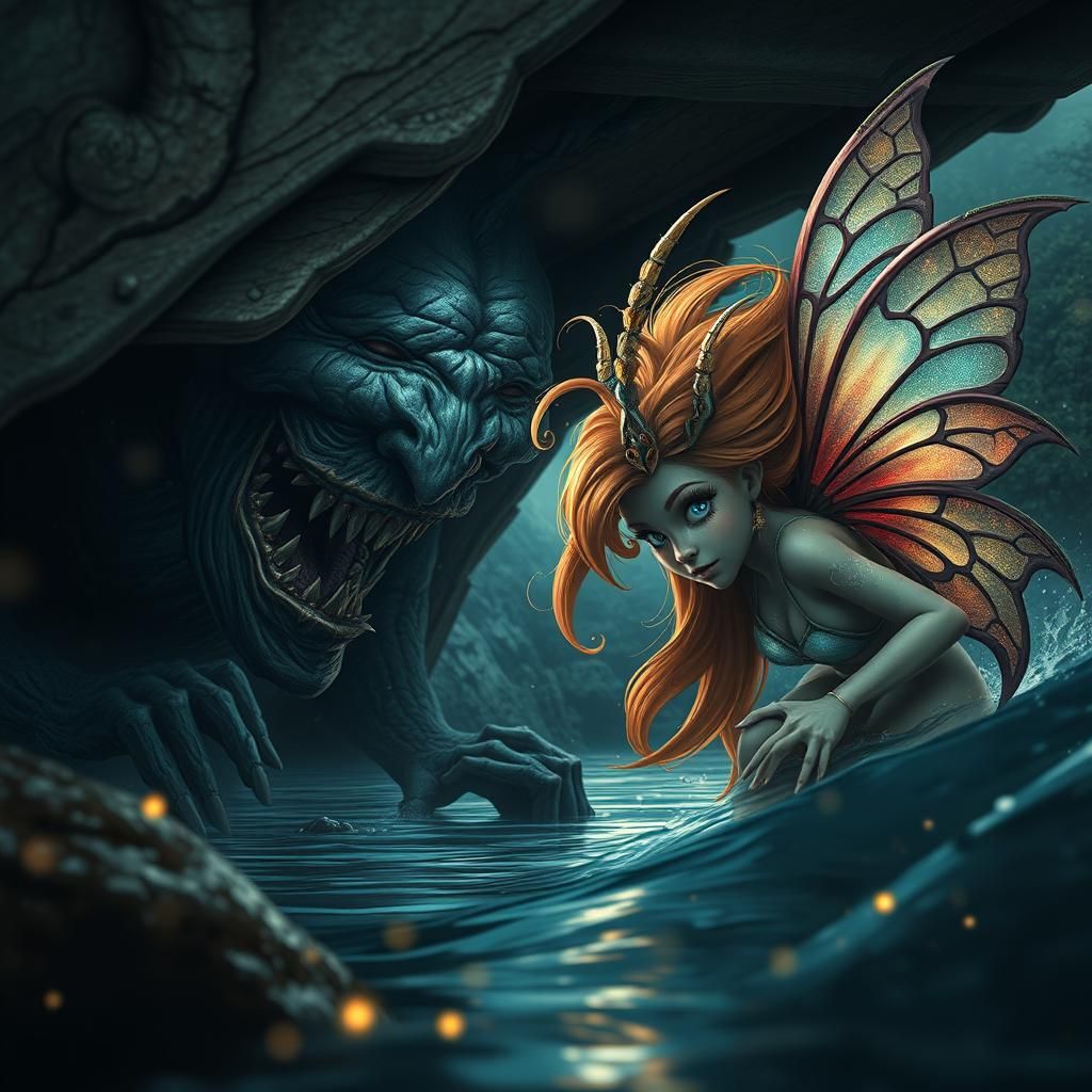 Troll and Fairy Portrait: Digital Art Illustration