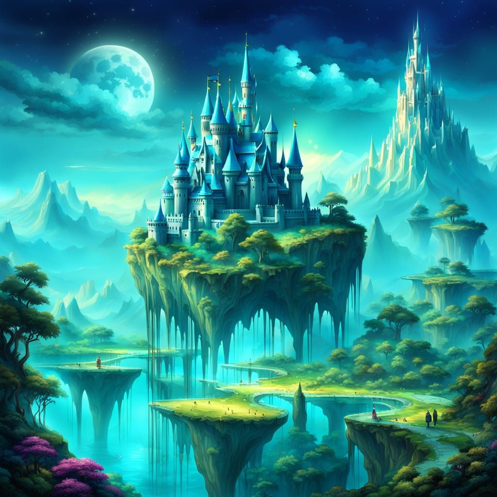 Shimmering Paradise Castle Amidst Turquoise Skies