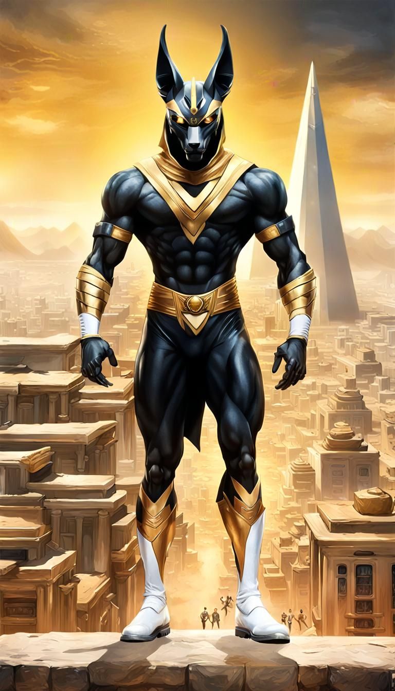 Gigantic Anubis Bodybuilder in Anime Style
