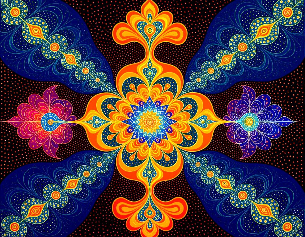 Abstract Fractal Ayahuasca Vision in Oils