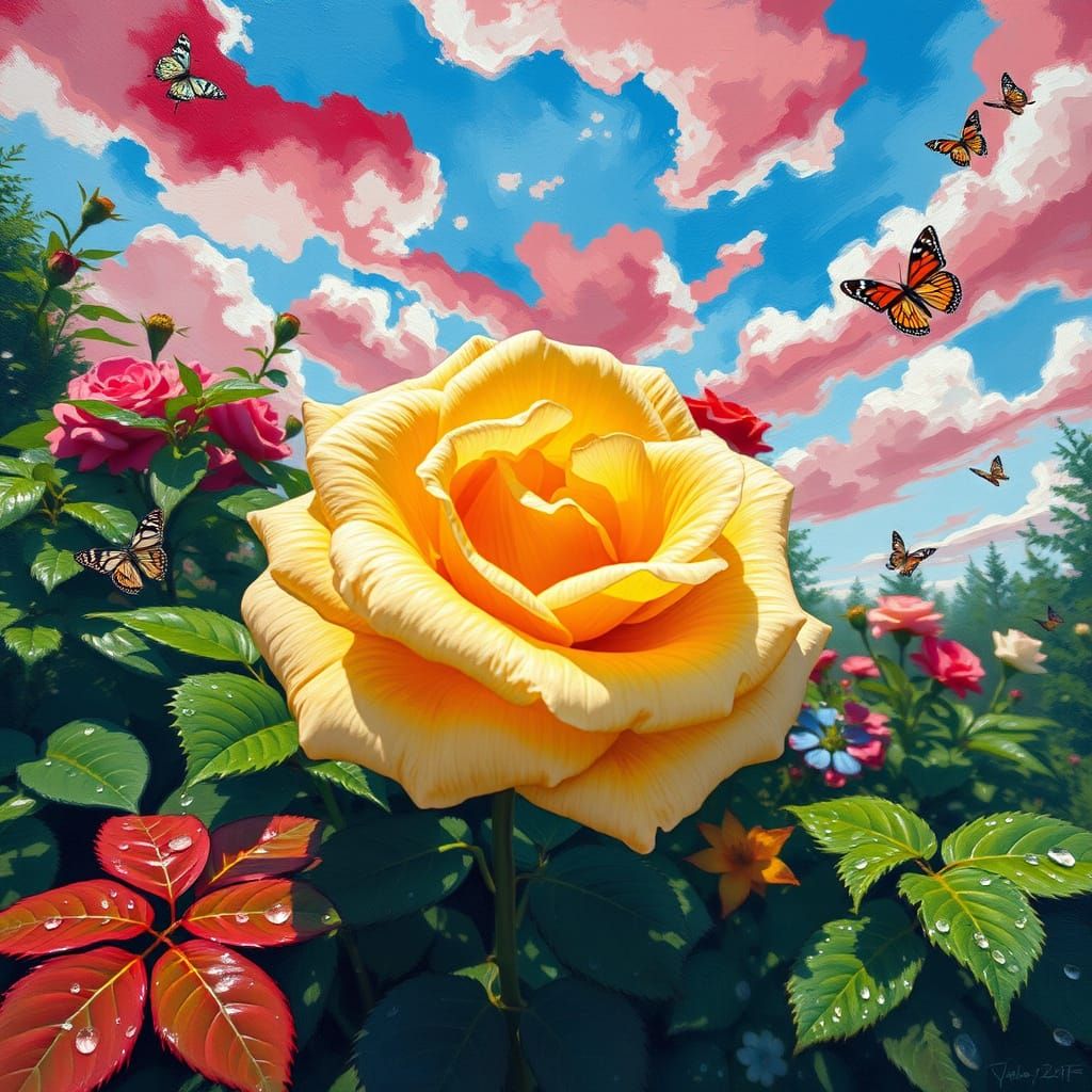 Radiant Rose in Impressionistic Portland Garden